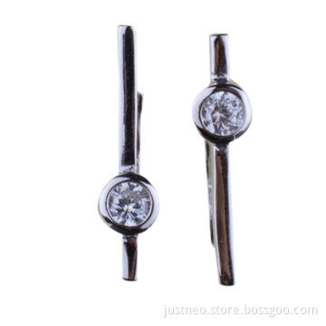 Sterling silver earrings with cubic zirconia, CZ earring cuff with asymmetric designNew